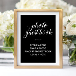 Elegantes Foto Gästebuch Black Wedding Sign