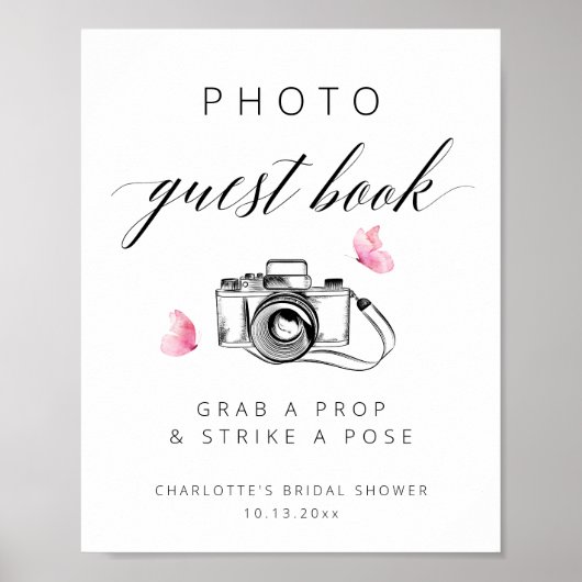 Elegantes Foto Gästebuch Brautparty Signieren (Vorne)