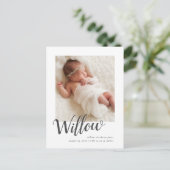 Elegantes Foto Geburtsankündigung Postkarte (Stehend Vorderseite)