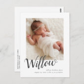 Elegantes Foto Geburtsankündigung Postkarte (Vorne/Hinten)