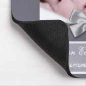 Elegantes Foto Geburtsankündigung Silver Ribbon Mousepad (Ecke)