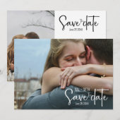 Elegantes Foto – Geteiltes Layout mit moderner Sch Save The Date (Vorne/Hinten)