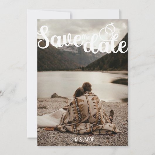 Elegantes Foto – Geteiltes Layout mit moderner Sch Save The Date (Vorderseite)
