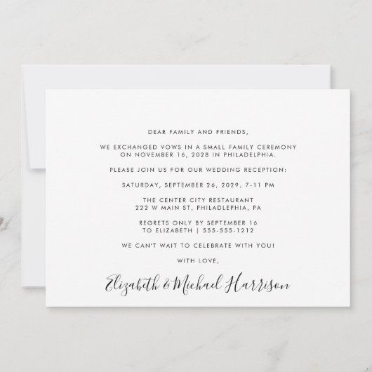 Elegantes Foto glücklich immer nach Hochzeit Empfa Einladung (Rückseite)