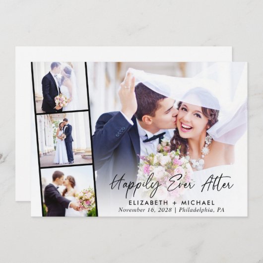 Elegantes Foto glücklich immer nach Hochzeit Empfa Einladung (Vorne/Hinten)