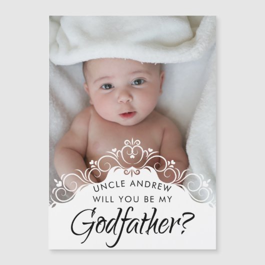 Elegantes Foto Godvater Vorschlag Magnetkarte (Vorderseite)