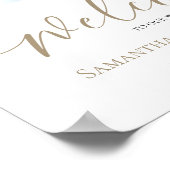 Elegantes Foto Gold Calligraphy Wedding Willkommen Poster (Ecke)