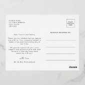 Elegantes Foto Gold Foil Wedding Danke Postcard Folie Einladungspostkarte (Rückseite)