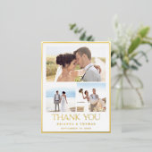 Elegantes Foto Gold Foil Wedding Danke Postcard Folie Einladungspostkarte (Stehend vorne)