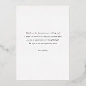 Elegantes Foto Gold Foil Wedding Dankeschön Card Folieneinladung (Rückseite)