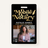 Elegantes Foto Gold Mobile Notary Loan Agent Ausweis (Vorderseite)