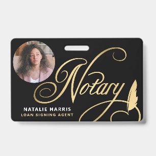 Elegantes Foto Gold Notary Loan Agent Abzeichen Ausweis