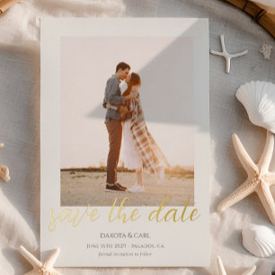 Elegantes Foto Gold Save-the-Date Folieneinladung