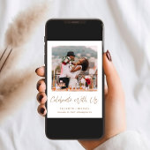 Elegantes Foto Gold Script Hochzeitsempfang Einladung