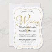 Elegantes Foto Gold Script Religiöse Hochzeit Einladung (Vorderseite)
