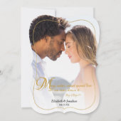 Elegantes Foto Gold Script Religiöse Hochzeit Einladung (Rückseite)