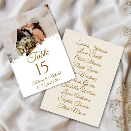 Elegantes Foto Gold Script Tischnummer Card