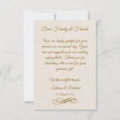 Elegantes Foto Gold Script Wedding Dankeschön Card Dankeskarte (Rückseite)