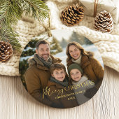 Elegantes Foto Gold Typografie Weihnachten Keramik Ornament