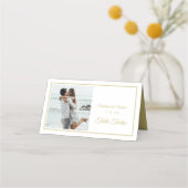 Elegantes Foto Gold Wedding Tischnummer Platzkarte (Rückseite)