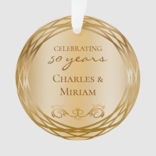 Elegantes Foto Golden 50. Hochzeit-Jubiläumsgesche Ornament