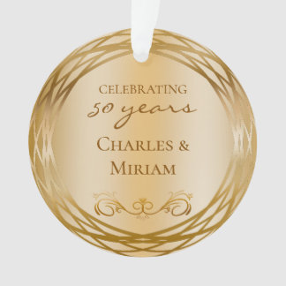 Elegantes Foto Golden 50. Hochzeit-Jubiläumsgesche Ornament