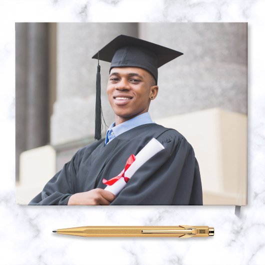 Elegantes Foto Goldene Foil Schwarzer Abschluss Pa Gästebuch