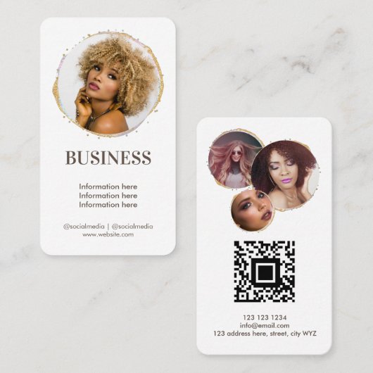 Elegantes Foto Goldene Schönheit Salon Social Medi Visitenkarte (Vorne/Hinten)
