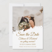 Elegantes Foto & Goldenes Skript Save the Date Hoc Einladung (Vorderseite)