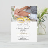 Elegantes Foto Goldfarben Einfache Hochzeit Einlad Einladung (Stehend Vorderseite)