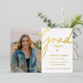 Elegantes Foto Grad Party Einladung (Stehend vorne)