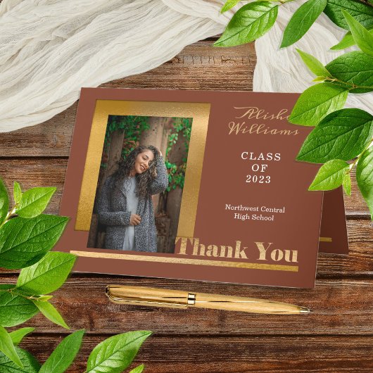 Elegantes Foto Graduate Gold Graduate Dankeskarte