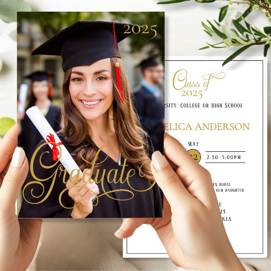 Elegantes Foto Graduate Script Einladung