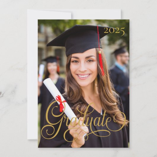 Elegantes Foto Graduate Script Einladung (Vorderseite)