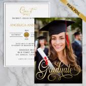 Elegantes Foto Graduate Script Folieneinladung