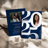 Elegantes Foto Graduation Party Silver Folieneinladung