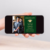 Elegantes Foto Green Gold Uni-Abschluß Party Einladung