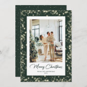 Elegantes Foto Green Merry Weihnachtskarte Feiertagskarte (Vorne/Hinten)