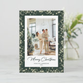 Elegantes Foto Green Merry Weihnachtskarte Feiertagskarte (Stehend Vorderseite)