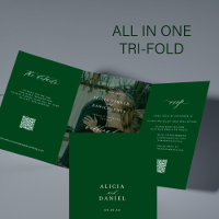 Elegantes Foto grüne Hochzeit RSVP Details QR-Code