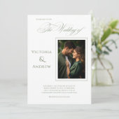 Elegantes Foto Grüne Moderne Hochzeitseinladung Einladung (Stehend Vorderseite)