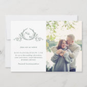 Elegantes Foto Grüne Monogramm Hochzeit speichern Save The Date (Rückseite)