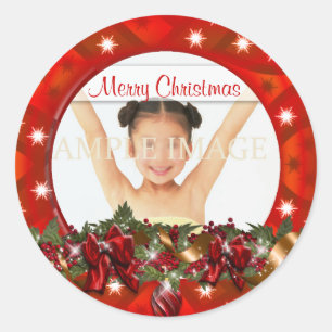 Elegantes Foto Gruß PERSONALIZE Runder Aufkleber