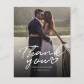 Elegantes Foto Hand Lettered Wedding Dankeschön Ca (Vorderseite)