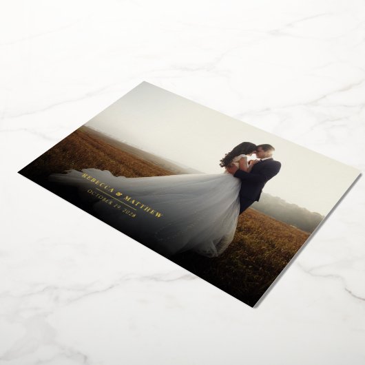 Elegantes Foto handgeschriebene Hochzeit Vielen Da Folieneinladung (Gedreht)