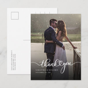 Elegantes Foto handgeschriebene Hochzeit Vielen Da Postkarte