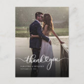 Elegantes Foto handgeschriebene Hochzeit Vielen Da Postkarte (Vorderseite)