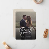 Elegantes Foto handschrift Wedding Danke Mitteilungskarte (Vorderseite/Rückseite Beispiel)