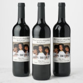 Elegantes Foto Happy Birthday Wine Labels Weinetikett (Flaschen)
