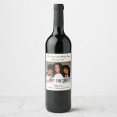 Elegantes Foto Happy Birthday Wine Labels Weinetikett (Vorderseite)